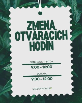 Milí zákazníci, radi by sme vás informovali, že Garden Holice počas zimného obdobia upravuje svoje otváracie hodiny. Aby...